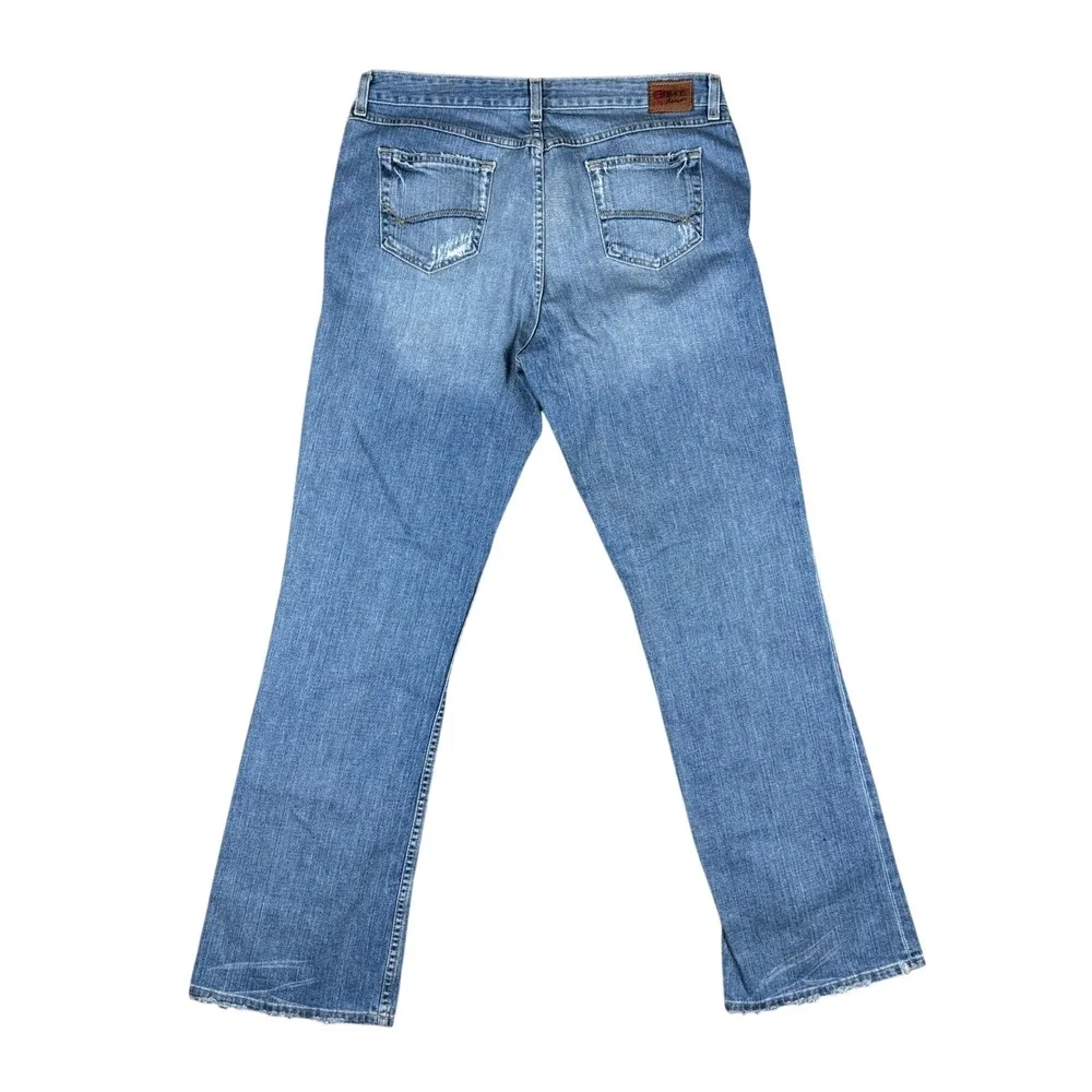 BKE Easy Street Bootcut Jeans Mens 34x33.5‎ Blue Faded Distressed Denim Buckle